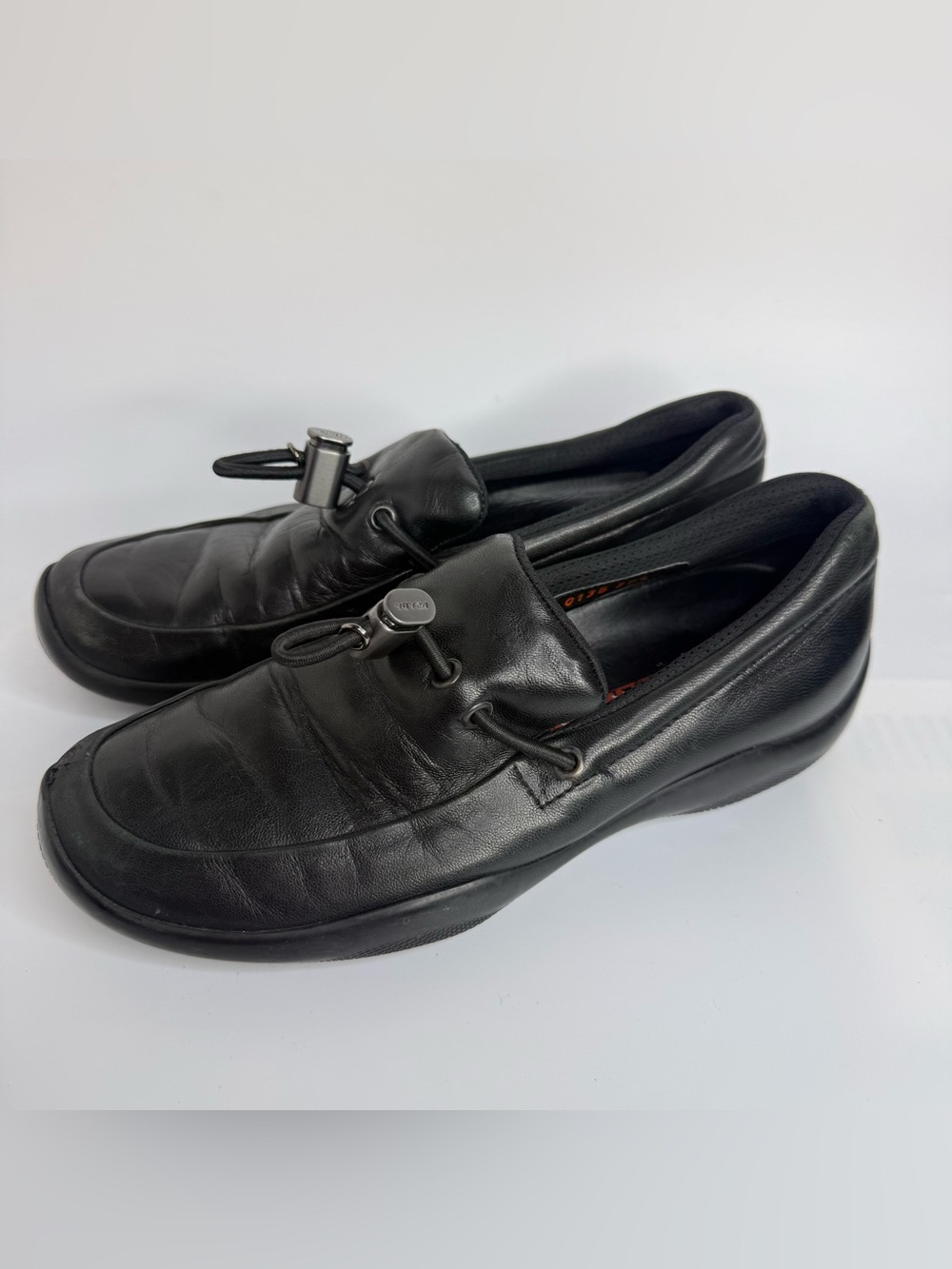 PRADA Men’s Calzature Donna Black Leather Sport Shoes Sz37.5 - Picture 1 of 7